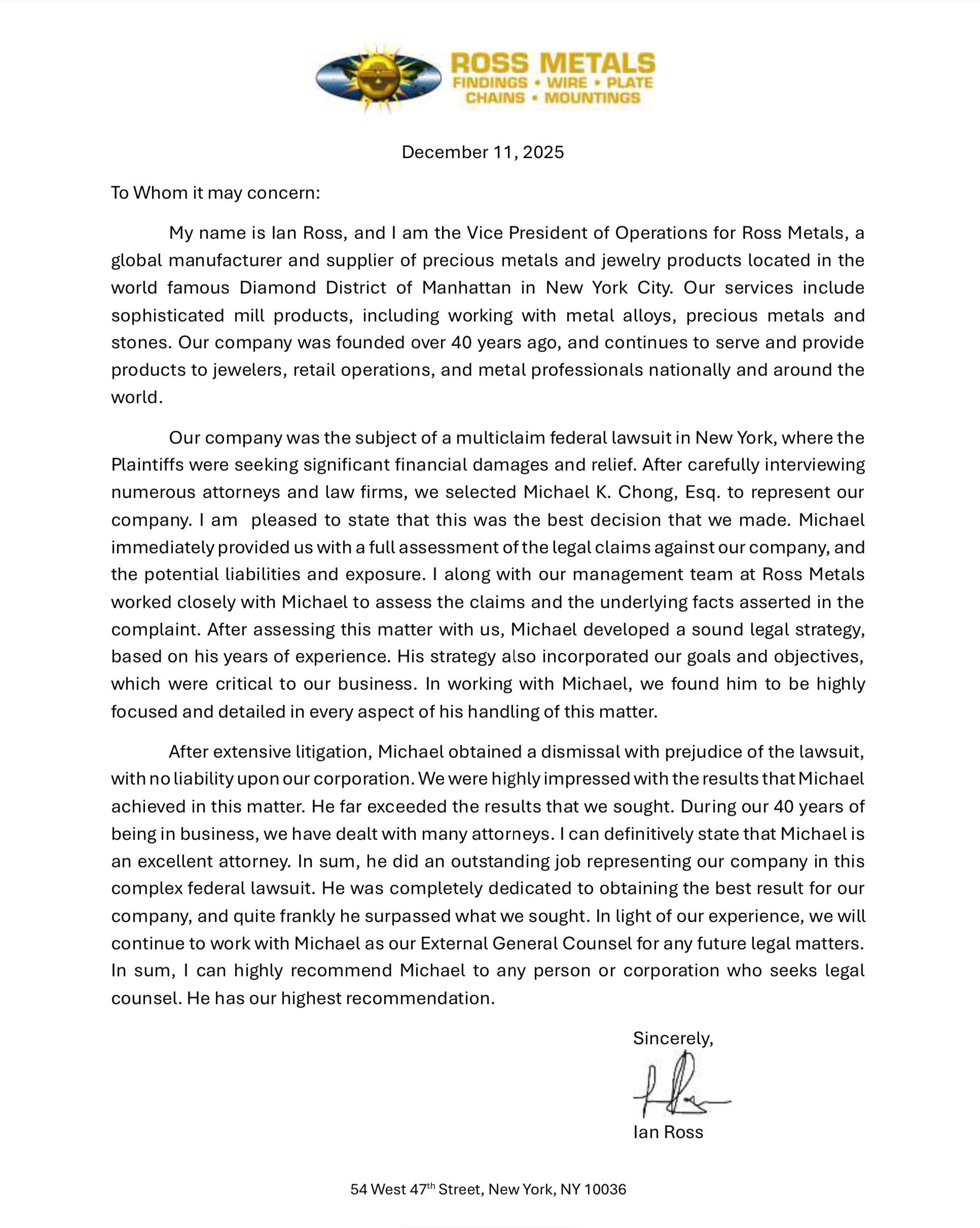 Ross Metals Rec Ltr 12 11 25 Photo